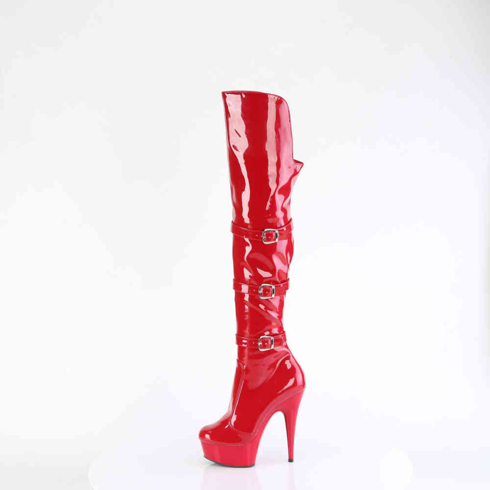 Pleaser - DELIGHT-3018 Plattform Overknee Stiefel - Rot